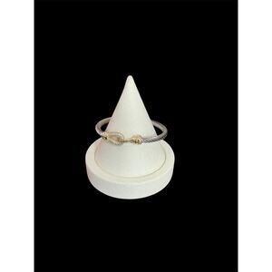 Two-Tone Cable Bracelet with Front Hook Closure - Fits Up to 7.5" Wrist